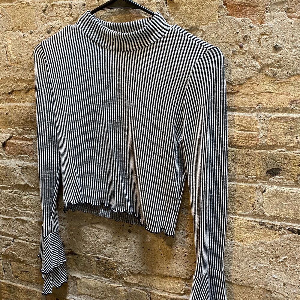 Striped long sleeve with bell sleeves